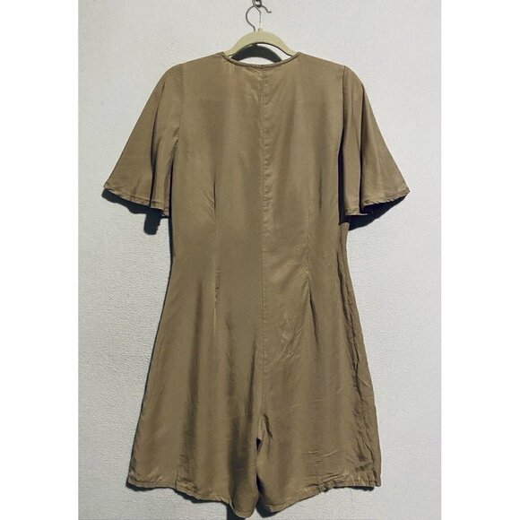 Vero Moda Romper Womens Medium Beige Flutter Sleeve Button Front V Neck Boho - Picture 4 of 7